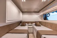 Luxurious twin cabin interior on 2016 Custom Line Navetta 28 yacht.