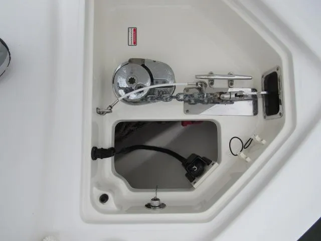 No Name Yacht Photos Pics Anchor compartment of 2006 Boston Whaler 32 Outrage Cuddy boat.