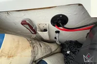 Storage area on a 2017 Beneteau Swift Trawler 30 with ropes and equipment.