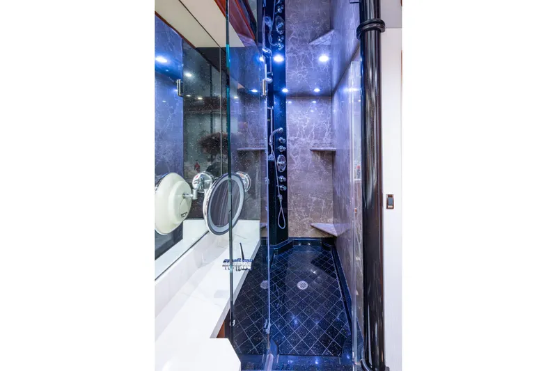 Lila Cuy Yacht Photos Pics Luxurious bathroom with modern shower in 2006 Westport 112 yacht.