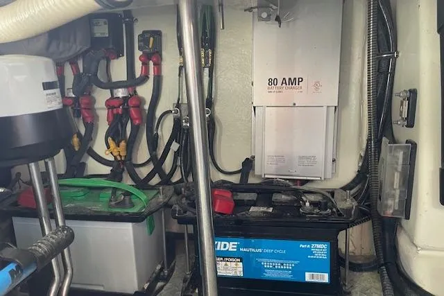  Yacht Photos Pics Engine room of a 2014 Formula 370 Super Sport with batteries and wiring.