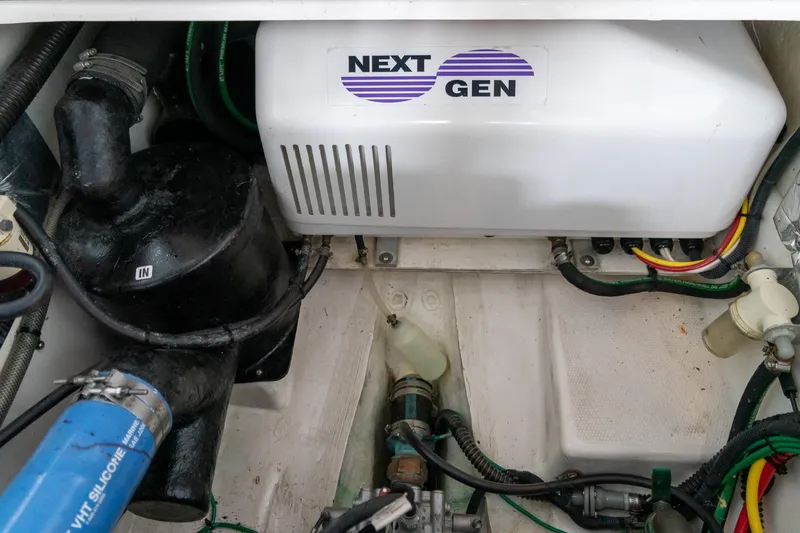  Yacht Photos Pics Engine compartment of a 2020 Cutwater C28 boat with Next Gen generator.