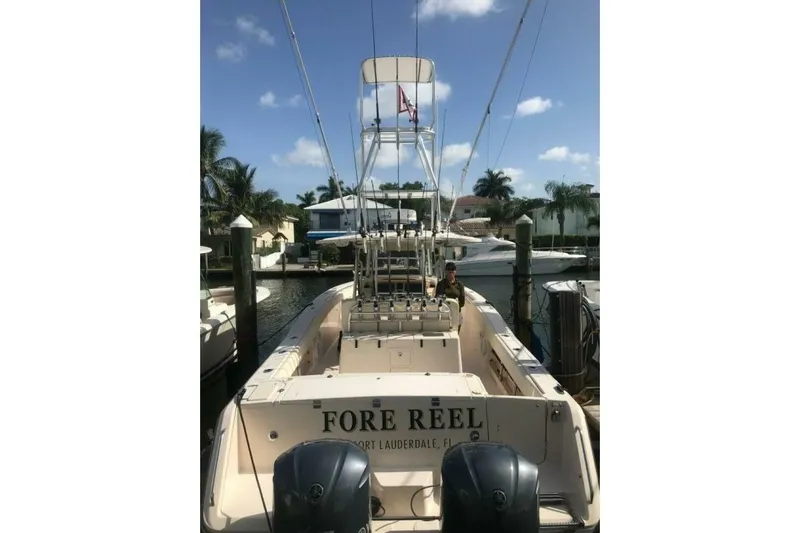 Fore Reel Yacht Photos Pics 2008 Grady-White Canyon 336 boat docked in Fort Lauderdale marina.