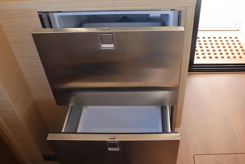  Yacht Photos Pics Stainless steel drawers in 2023 Lagoon 46 yacht interior.