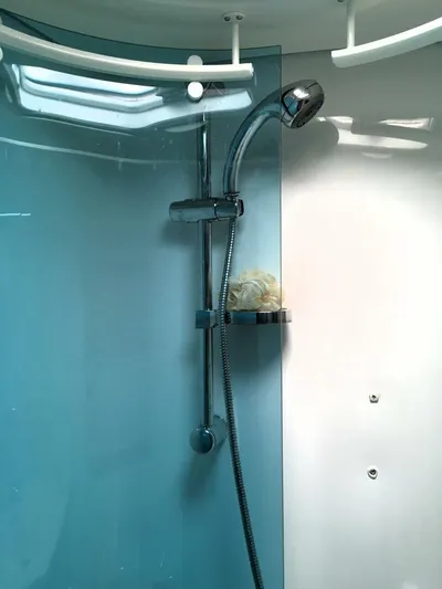  Yacht Photos Pics Shower area in 2008 Beneteau 49 Oceanis Tall Rig yacht, featuring modern fixtures.