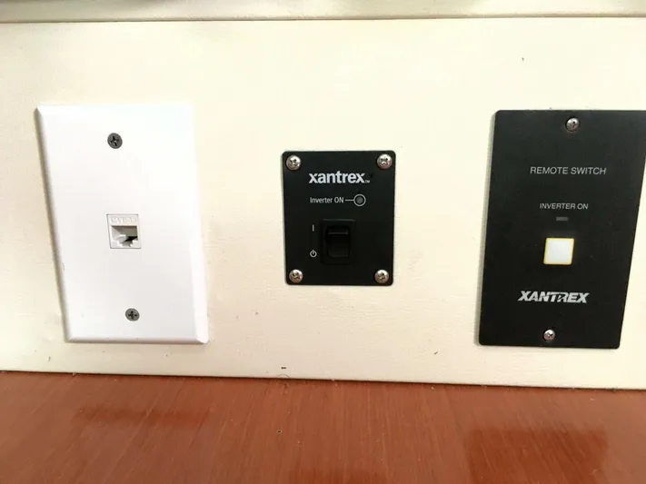  Yacht Photos Pics Control panel with Xantrex inverter switches on a 2008 Beneteau 49 Oceanis Tall Rig yacht.