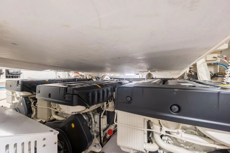  Yacht Photos Pics Engine room of 2023 Azimut S8 yacht showcasing powerful machinery.