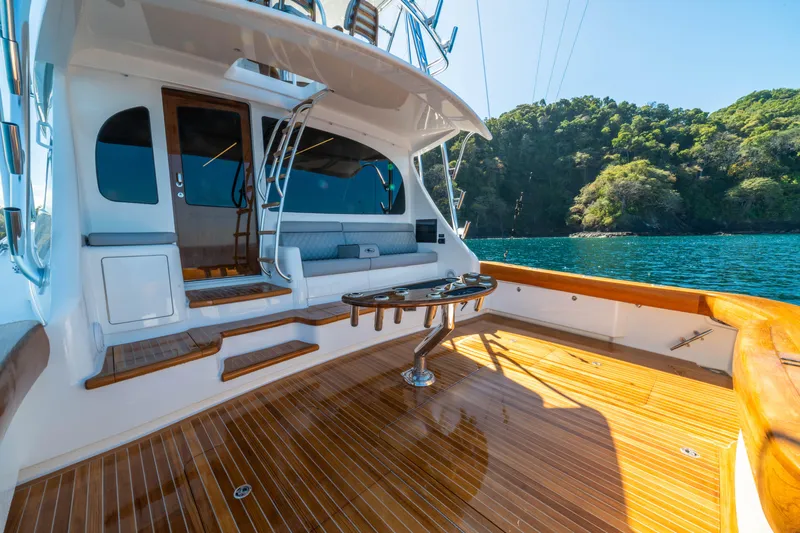 New Viking 64 Convertible Yacht Photos Pics 2026 Viking 64 Convertible yacht deck with luxurious seating and ocean view.