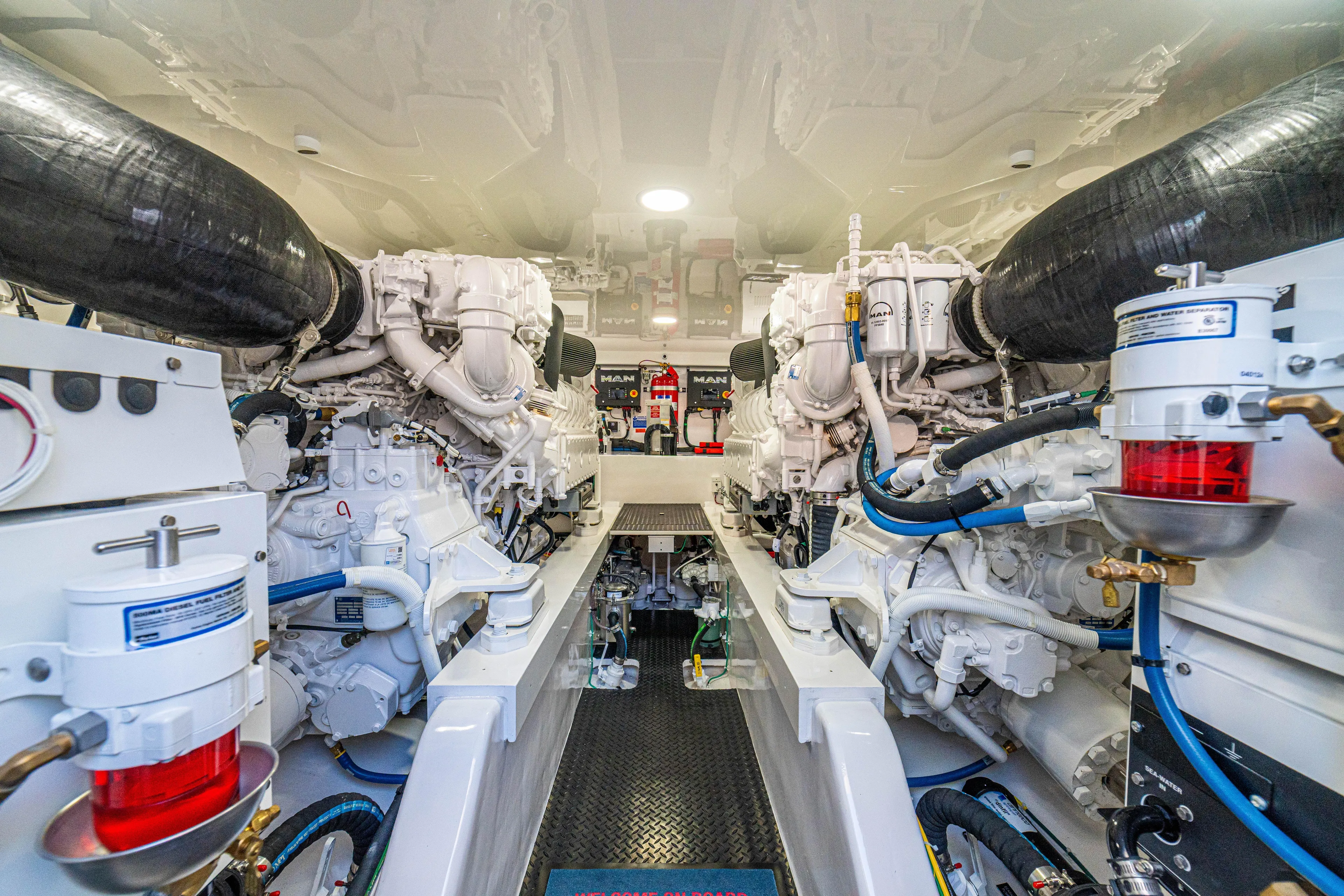 New Viking 64 Convertible Yacht Photos Pics Engine room of 2026 Viking 64 Convertible yacht, showcasing advanced machinery and systems.