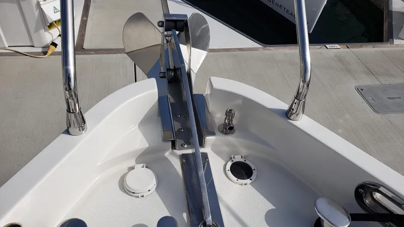 Happy Ours Yacht Photos Pics Bow of 2007 Marquis 55 LS yacht with anchor and deck fittings.