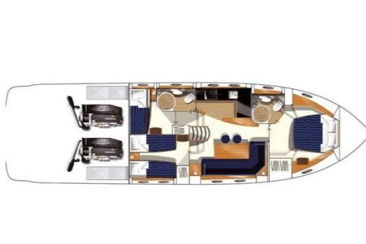  Yacht Photos Pics Floor plan of a 2006 Princess V53 yacht, showcasing interior layout and engine placement.