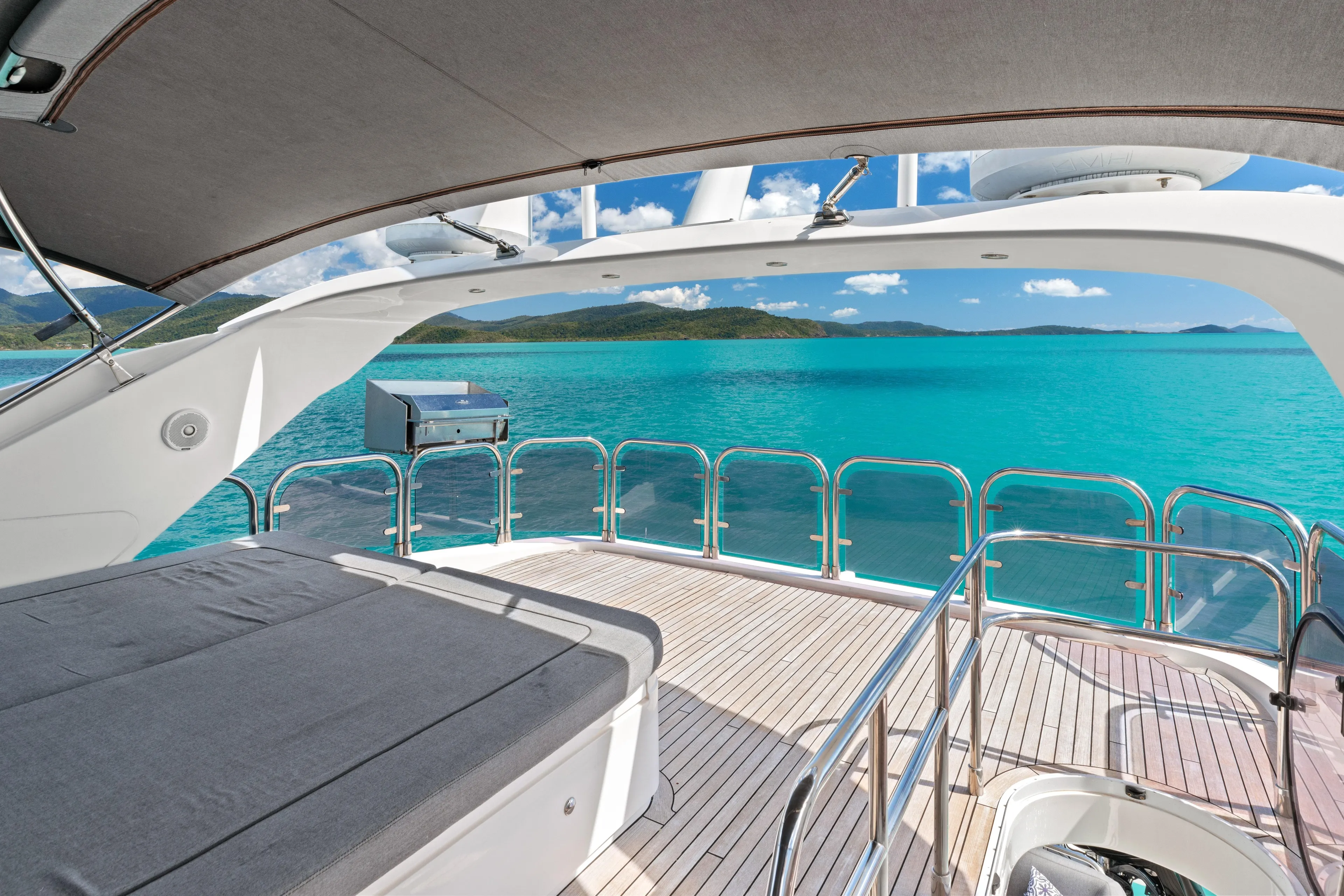 About Time Yacht Photos Pics Luxurious 2014 Princess Flybridge 72 Motor Yacht with stunning ocean view.