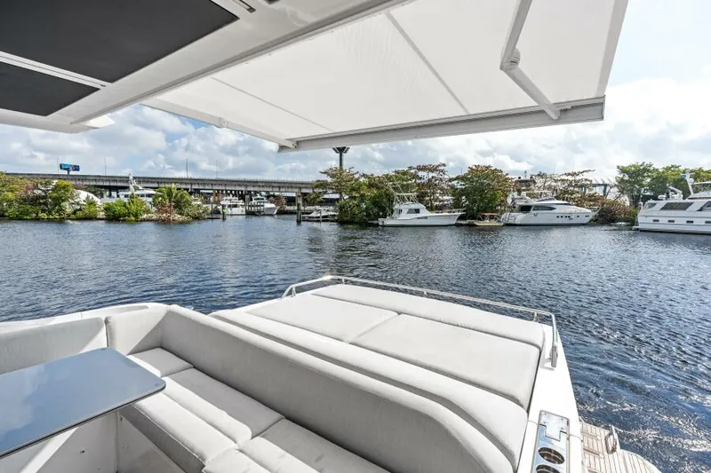 Blessed Yacht Photos Pics Luxury Azimut S6 yacht interior with waterfront view, 2020 model.