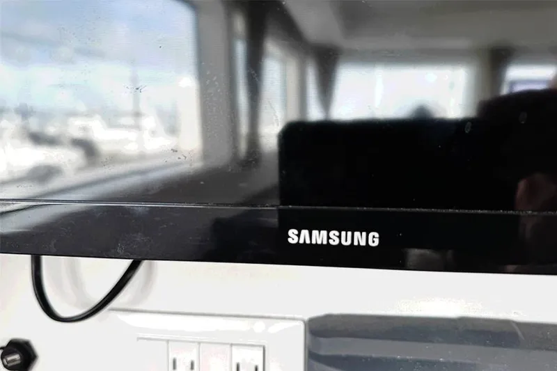 Coquina Yacht Photos Pics Samsung TV on a 2019 Lagoon 40 catamaran interior.