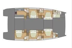  Yacht Photos Pics Floor plan of 2025 Heysea Seaview 59 yacht, showcasing cabin layout and amenities.