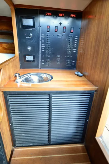  Yacht Photos Pics Control panel and sink area in 2023 Strike 29 boat interior.