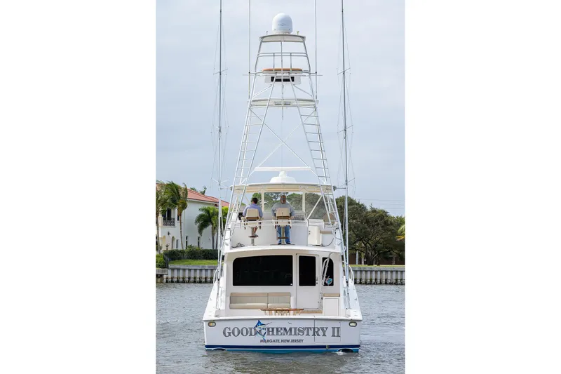  Yacht Photos Pics 2005 Viking 61 yacht "Good Chemistry II" on water, rear view.
