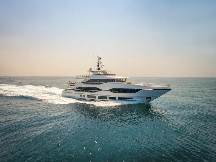  Yacht Photos Pics Luxury yacht Majesty 120 cruising on open sea, 2026 model.