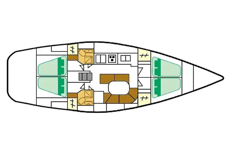  Yacht Photos Pics Floor plan of a 1997 Beneteau Oceanis 461 sailboat, showing cabin and layout design.