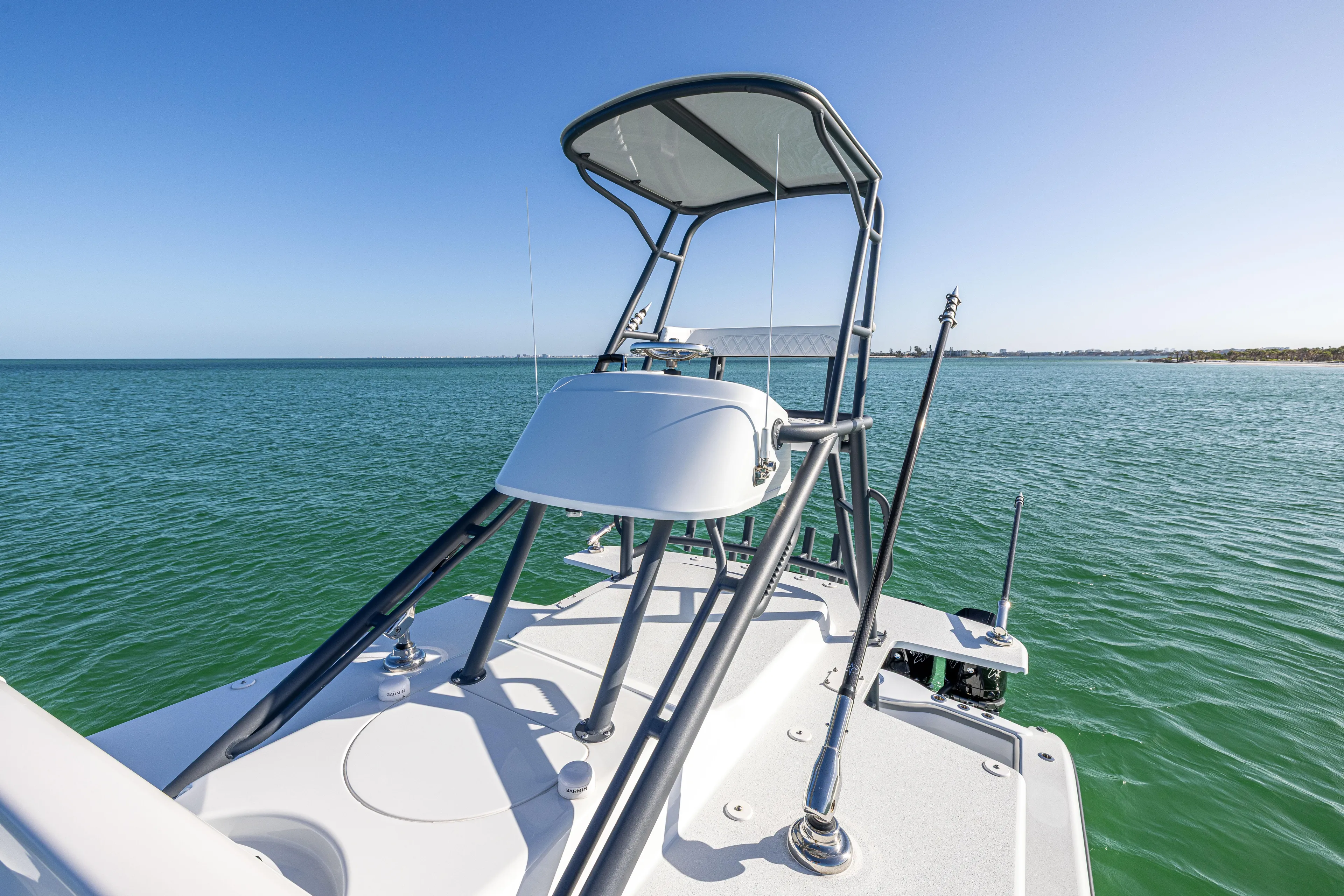  Yacht Photos Pics 2023 Yellowfin 39 Offshore boat on calm sea with clear blue sky.