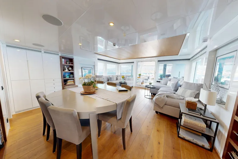 Preference 19 Yacht Photos Pics Luxurious Tansu Custom yacht interior, 2011 model, featuring elegant dining and living areas with modern decor.