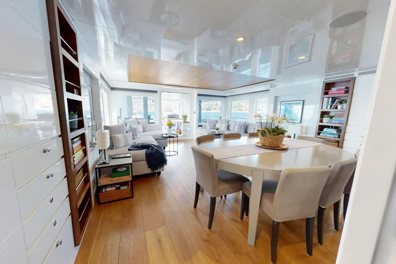 Preference 19 Yacht Photos Pics Luxurious interior of 2011 Tansu Custom yacht with elegant dining and living area.