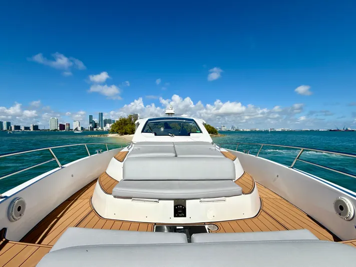 Le Kiki Yacht Photos Pics Azimut 40 Verve 2019 yacht cruising with city skyline and ocean view.