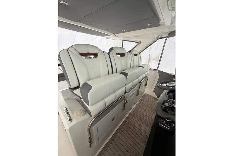  Yacht Photos Pics 2021 Tiara Sport 38 LS interior with luxurious seating and modern design.