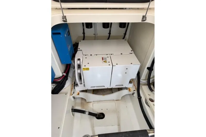  Yacht Photos Pics 2021 Tiara Sport 38 LS engine compartment with electrical components and wiring.