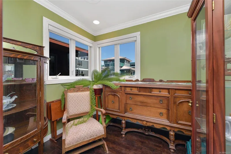  Yacht Photos Pics Cozy room in a 2005 custom float home with vintage furniture and green walls.