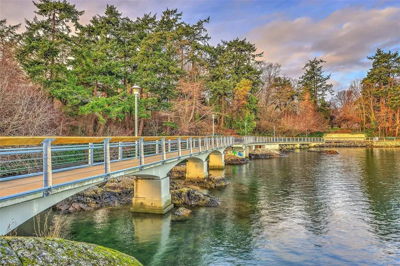  Yacht Photos Pics Scenic view of a bridge over calm water, surrounded by lush trees and a cloudy sky.