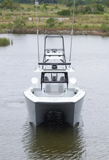 Brand New Yacht Photos Pics 2025 Freeman 42 LR boat on calm water, showcasing sleek design and advanced features.