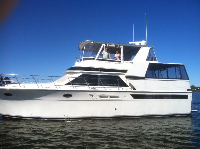 1989 Californian 48 Motor Yacht cruising on a sunny day.