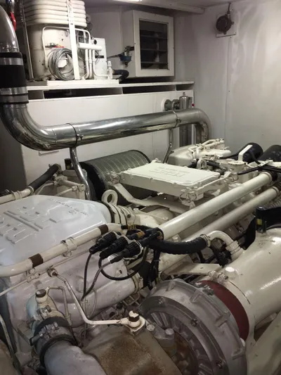  Yacht Photos Pics Engine room of a 2004 Azimut 85 yacht.