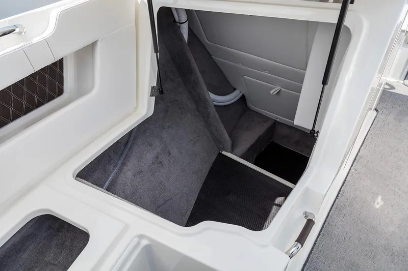  Yacht Photos Pics Manufacturer Provided Image: 2020 Sea Ray SLX 310 boat interior storage compartment.