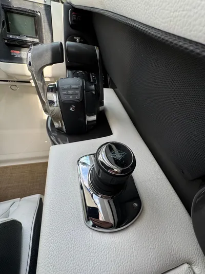 Sea Of O Yacht Photos Pics 2015 Sea Ray 350 SLX boat controls and joystick on dashboard.