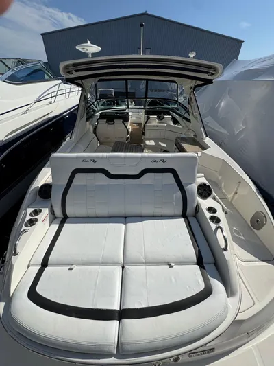 Sea Of O Yacht Photos Pics 2015 Sea Ray 350 SLX boat with spacious seating and sleek design.