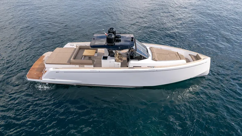  Yacht Photos Pics 2024 Pardo Yachts 50 luxury yacht cruising on open water, showcasing sleek design and spacious deck.