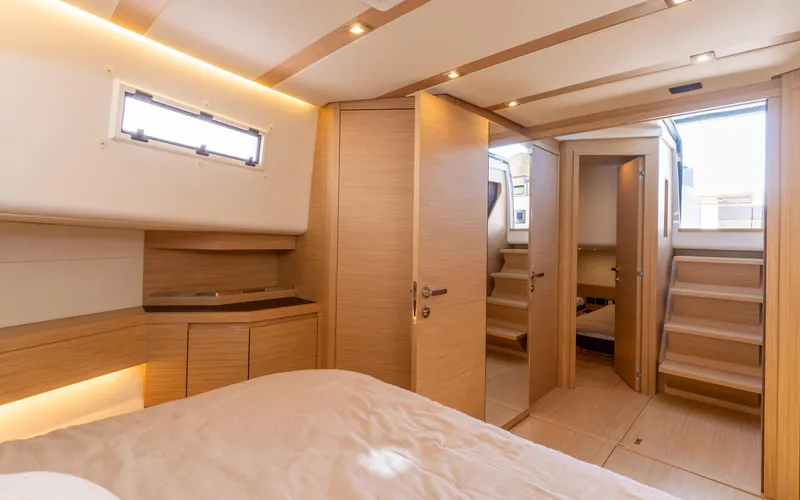  Yacht Photos Pics Luxurious interior of 2024 Pardo Yachts 50, featuring elegant wood finishes and modern design.