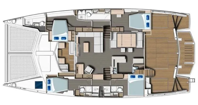  Yacht Photos Pics Floor plan of Leopard 58 catamaran, 2019 model.