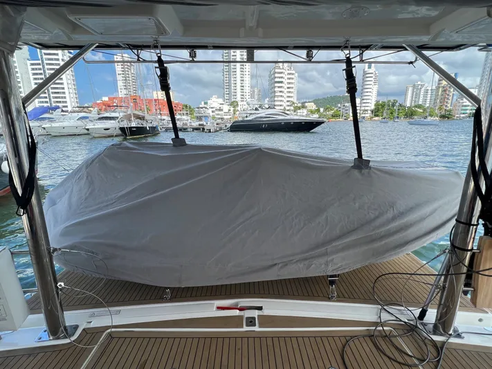  Yacht Photos Pics Leopard 58 Yacht 2019 docked with cover.