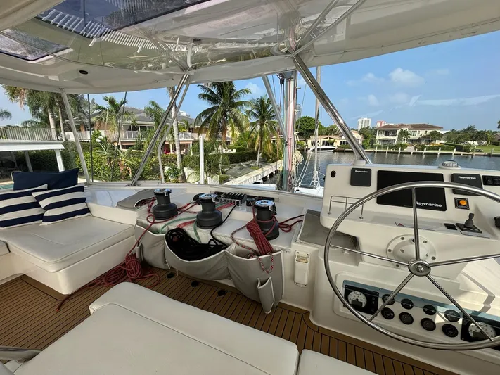  Yacht Photos Pics Leopard 58 yacht cockpit with helm station, 2019 model.
