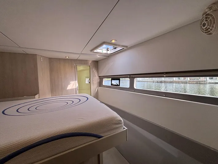  Yacht Photos Pics Interior of a Leopard 58 yacht, modern bedroom design, year 2019.