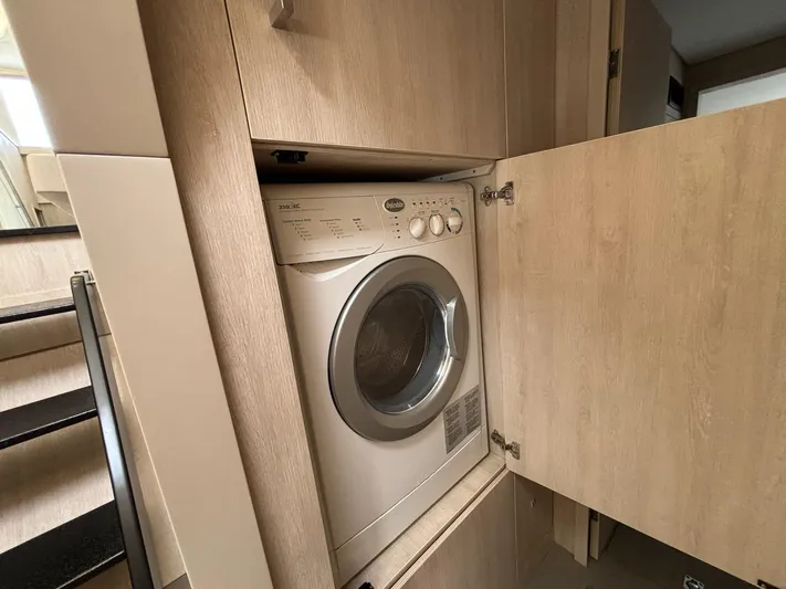  Yacht Photos Pics Washing machine in a 2019 Leopard 58 yacht.