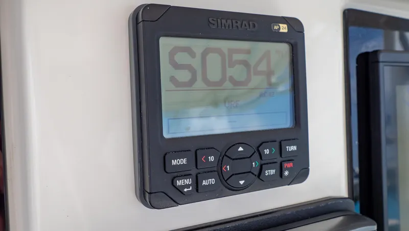  Yacht Photos Pics Simrad marine display on 2008 Intrepid 370 Cuddy boat dashboard.