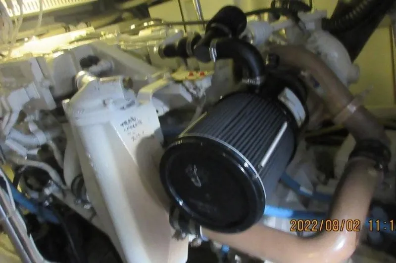  Yacht Photos Pics Engine room of 2004 Carver 450 Voyager Pilothouse with visible components.