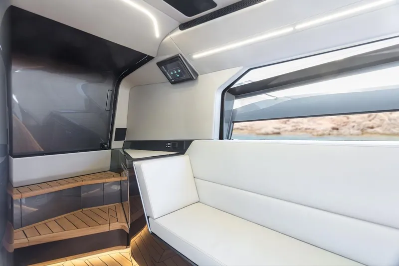  Yacht Photos Pics Luxurious interior of 2026 Maori Yacht with sleek design and modern seating.