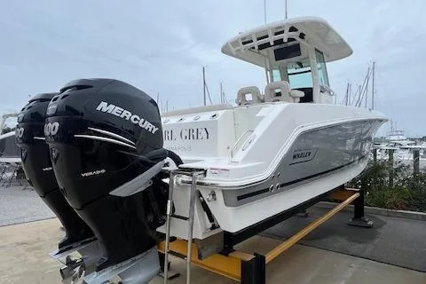  Yacht Photos Pics 2020 Boston Whaler 280 Outrage with twin Mercury engines on display.