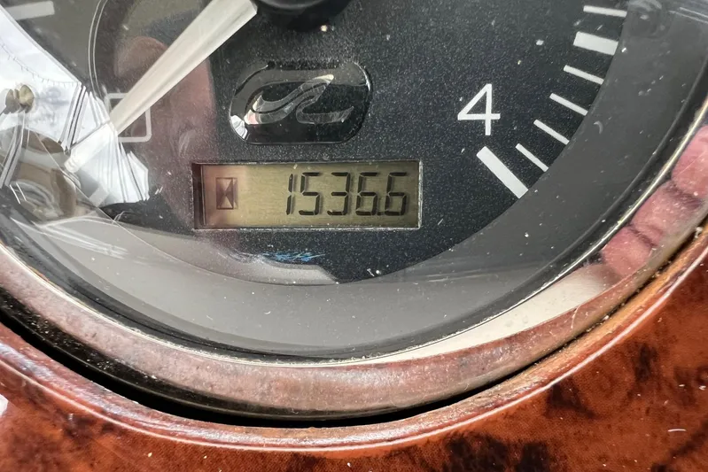  Yacht Photos Pics Close-up of Sea Ray 400 Sedan Bridge 2000 hour meter displaying 1536.6 hours.