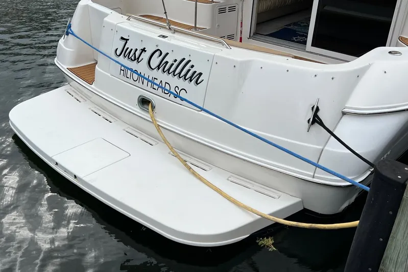  Yacht Photos Pics 2000 Sea Ray 400 Sedan Bridge boat docked, named "Just Chillin," Hilton Head, SC.